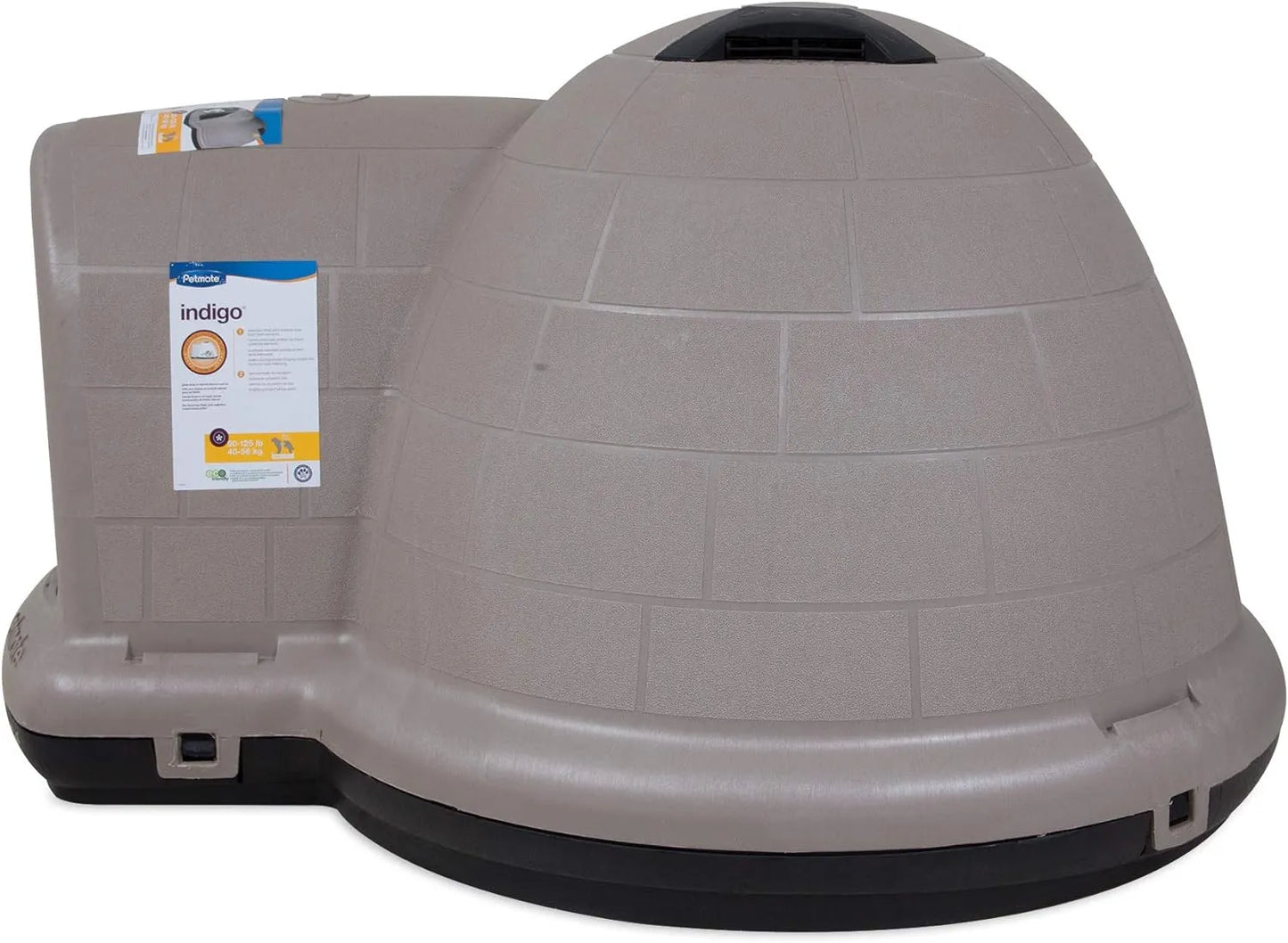 Petmate Indigo Dog House (Igloo Dog House, Made in USA with 90% Recycled Materials, All-Weather Protection Pet Shelter) for XL Dogs -90 to 125 pounds, Made in USA