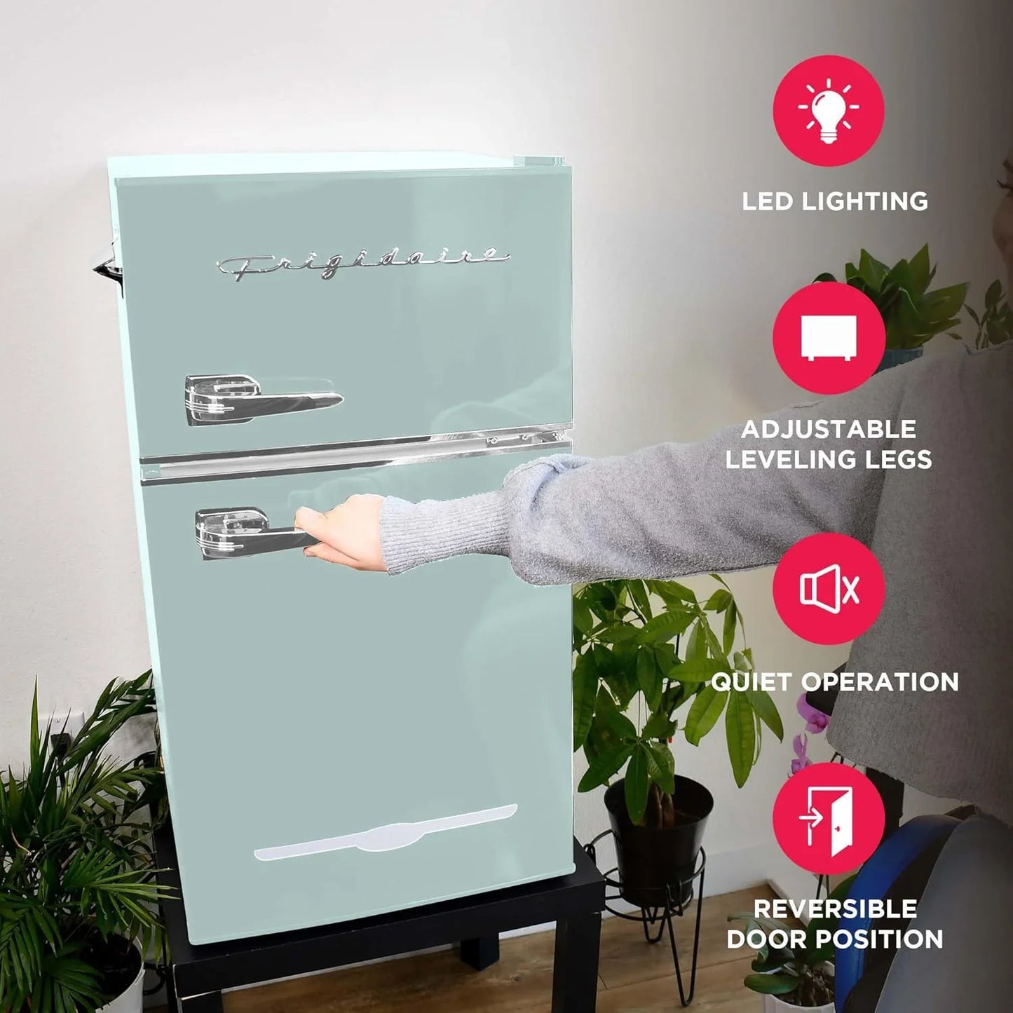Frigidaire Retro Mini Fridge with Freezer & Side Bottle Opener-Small 2 Door Refrigerator for Office Bar or College Dorm Room-3.1 Cu Ft – 19”"D x 20.5" W x 33.5" H