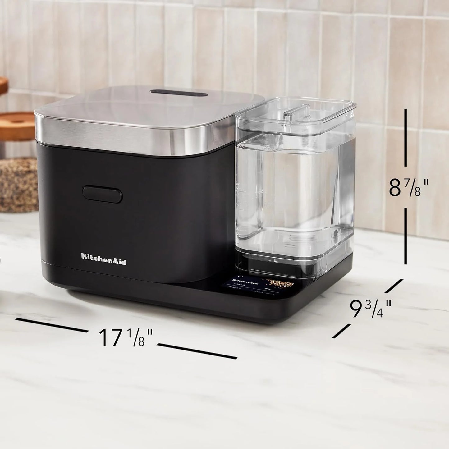 KitchenAid Grain and Rice Cooker 8 Cup with Integrated Scale and Delayed Cook, KGC3155BM
